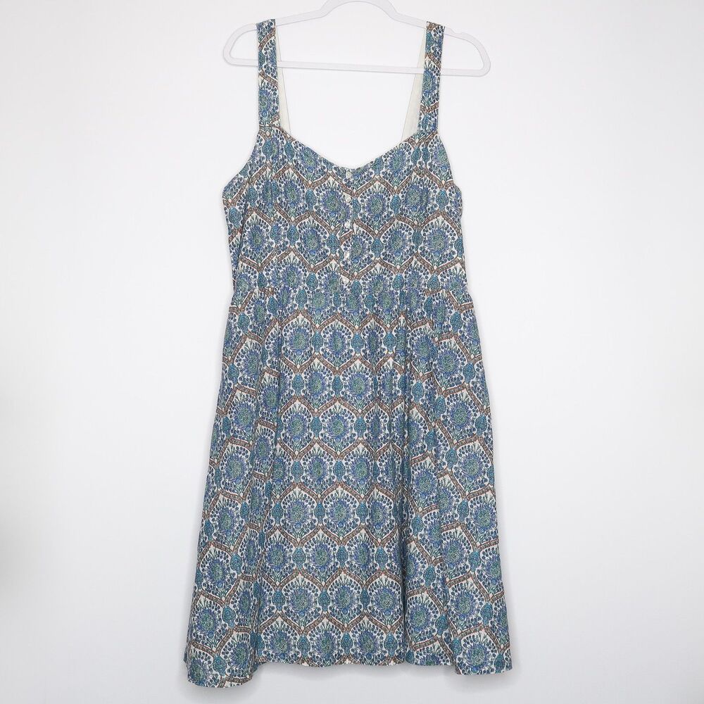 FatFace Womens Short Dress Size 18 Blue Paisley Floral Print Strap‎ Peasantcore